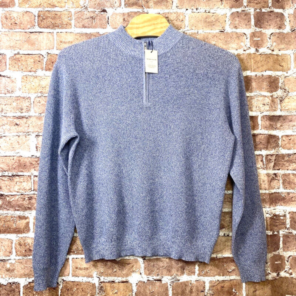 Peter‎ Millar Cotton Wool Blend Basket Weave 1/4 Zip Sweater Size XL NWT $250